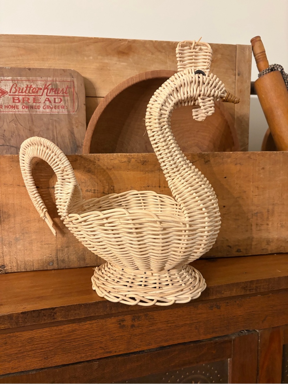 Vintage Wicker Bird Basket